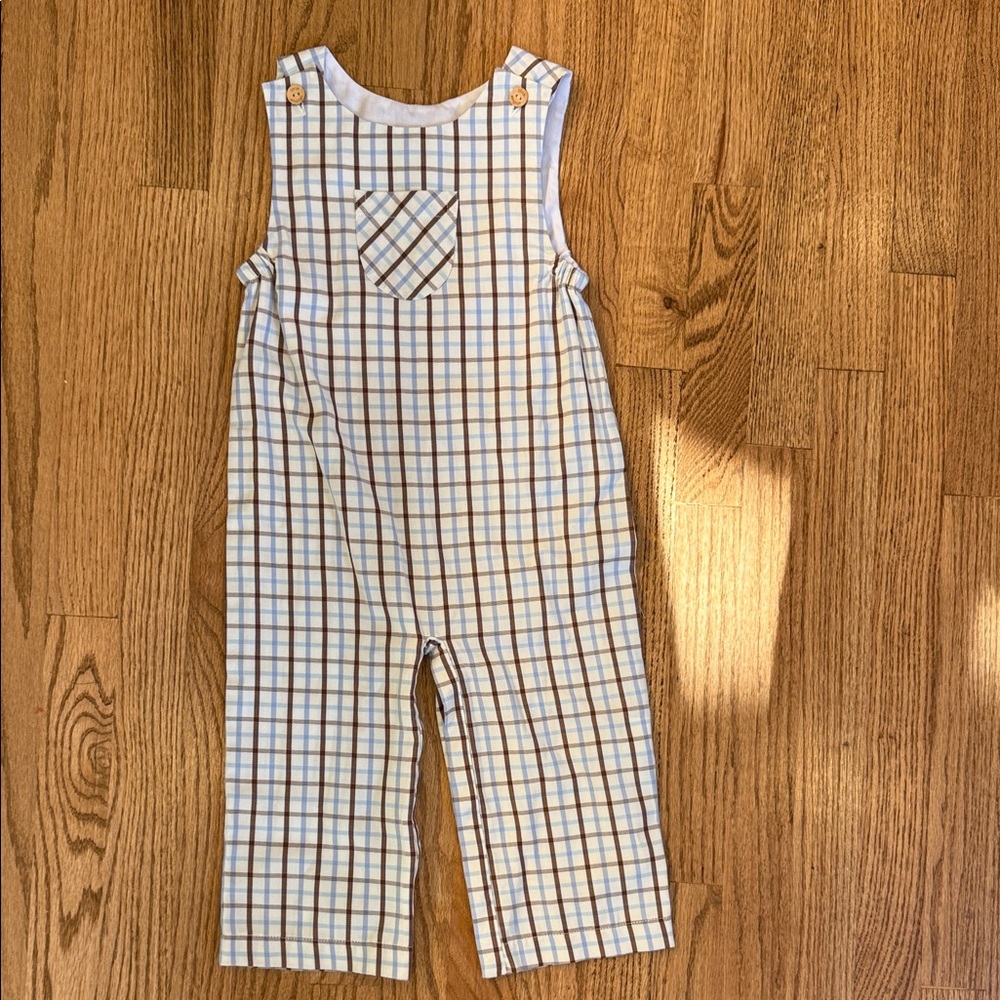 Little English Blue and Brown Plaid Overalls